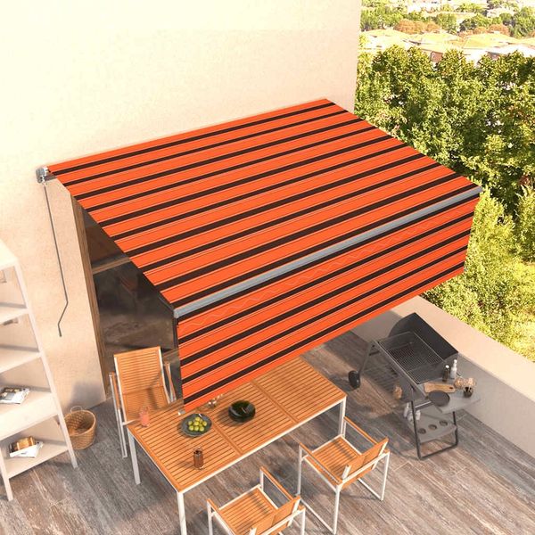 vidaXL Markise Manuell Einziehbar mit Rollo 4,5x3 m Orange Braun 3069440
