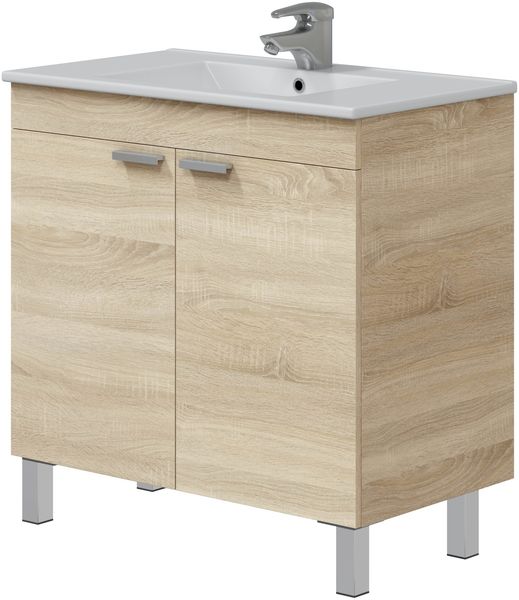 Waschbeckenunterschrank >ECO KIT< in Canadian Eiche Dekor - 80x80x45 (BxHxT)