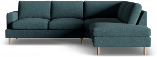 Micadoni Symmetrisches Ecksofa Aliya 4-Sitzer Rechts Strukturierter Stoff Grün Blau Melange