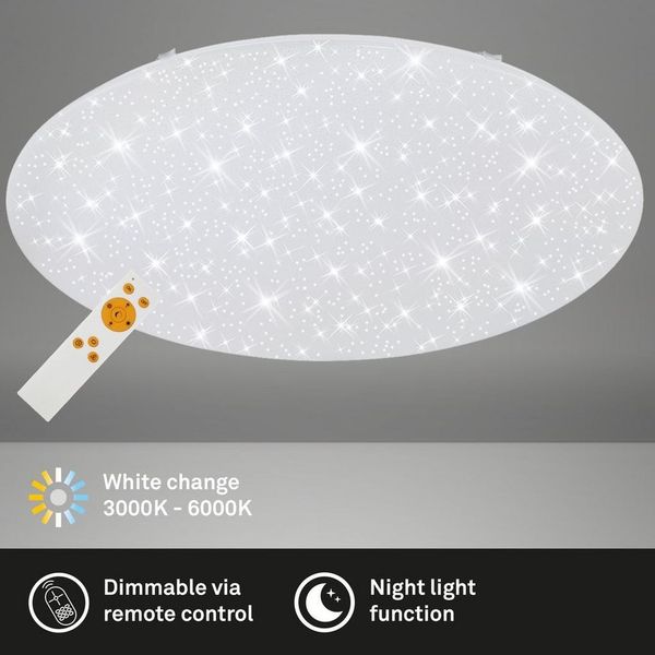 Briloner Leuchten LED Deckenleuchte 3318-016, Dimmfunktion, LED fest integriert, 2700K - Extra-Warmweiß, CCT Dimmbar, Nachtlichtfunktion, Fernbedienung, weiß