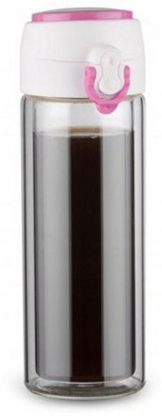HAC24 Thermobecher Thermo Trinkbecher für Heiß- und Kaltgetränke, 2-tlg, Glas, 260 ml Doppelwandig Borosilikatglas