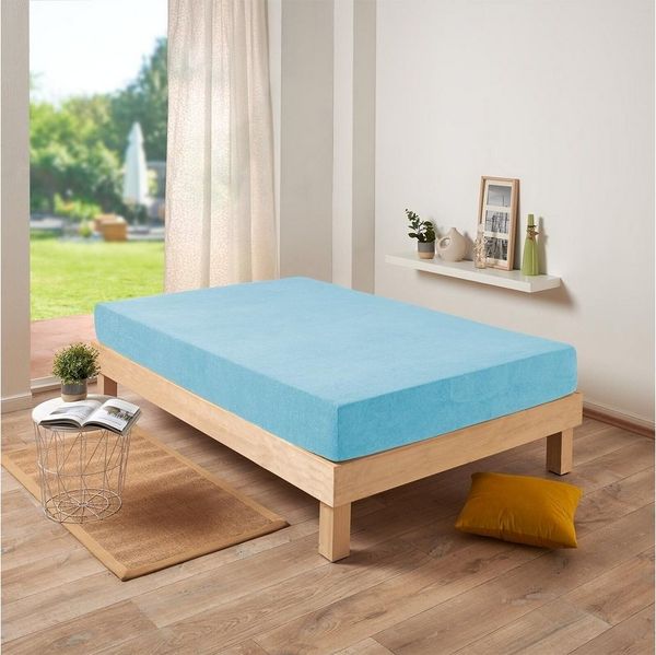 Traumschlaf Frottee Stretch Spannbettlaken, Baumwolle / Polyester hellblau, 90x200 - 100x200 cm