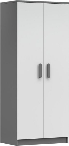 Deine Möbel 24 Kinderkleiderschrank INGE 06 in Weiß / Weiß + Grau / Weiß + Eiche Sonoma Jugendzimmer (Griffe in Rosa/Blau/Grün/Weiß/Eiche Sonoma/Grau)