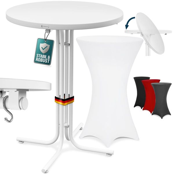CASARIA® Stehtisch mit Husse 70 cm Weiß