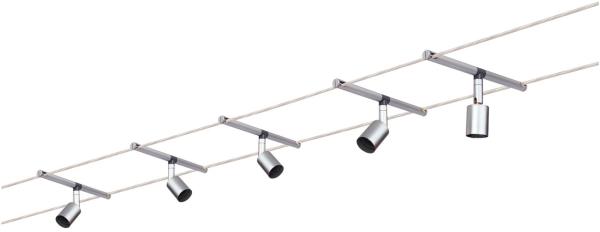Paulmann No. 94145 Seilsystem Salt Chrom matt mit 5 Spots ohne Leuchtmittel, max. 10W GU5,3