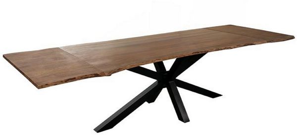 SAM® Baumkantentisch Soroa, massives Akazienholz, Baumkante, Spider-Gestell und Ansteckplatten