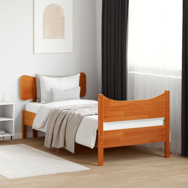 vidaXL Massivholzbett ohne Matratze Wachsbraun 90x190 cm Kiefernholz 3216404