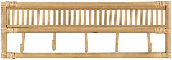 Laursen - 5er Hakenleiste Wandhaken Kleiderhaken Garderobenhaken Rattan 38018-14