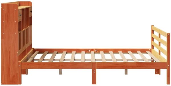 vidaXL Massivholzbett mit Regal ohne Matratze Wachsbraun 150x200 cm 3321957 Bild 5