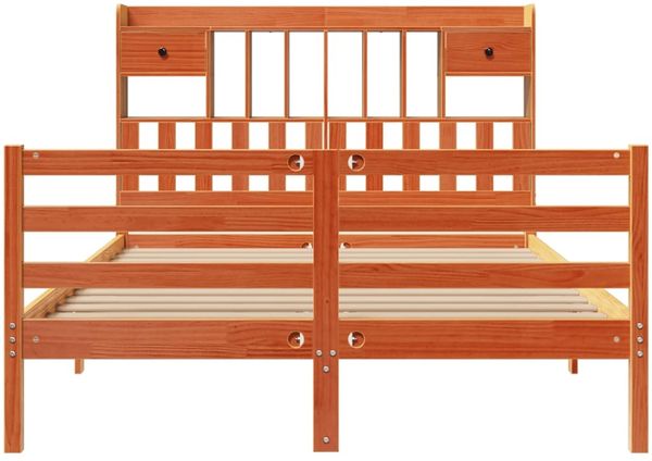 vidaXL Massivholzbett mit Regal ohne Matratze Wachsbraun 150x200 cm 3321957 Bild 4