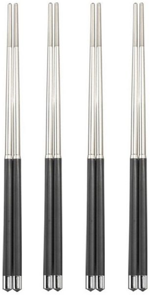 BAYLI Pizzaschneider 4 Paar Chinesische Essstäbchen Set aus Edelstahl, edle Sushi Stäbchen