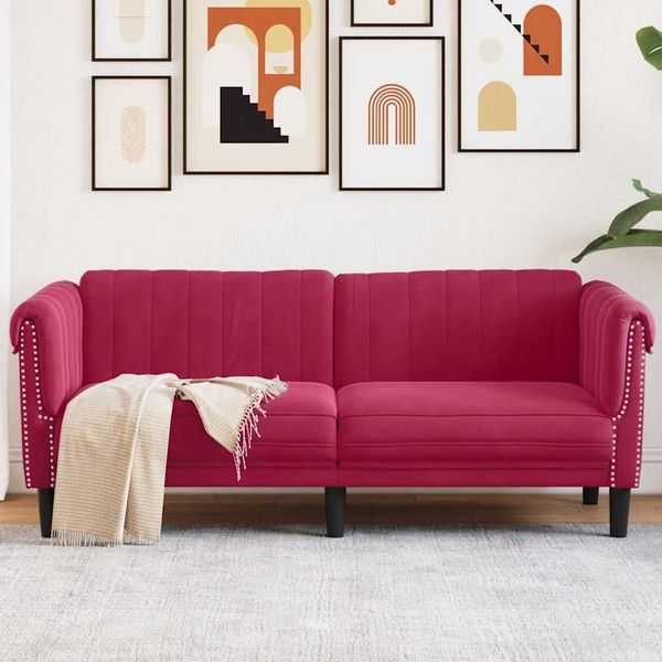 vidaXL Sofa 2-Sitzer Weinrot Samt 372579