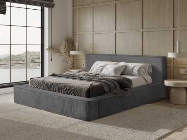 Polsterbett Doppelbett MODESTO 140x200cm in Stoff Lincoln Anthrazit