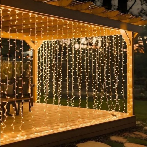 Montegoni LED-Lichterkette 3x3m 300 LED Lichtervorhang Lichternetz Lichterkette mit Fernbedienung, Wasserfeste LED Lichterkette mit 8 Modi und Fernbedienung