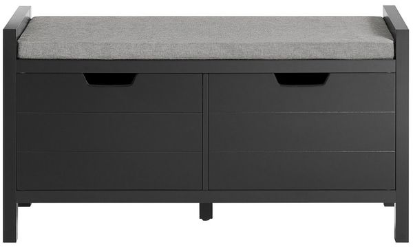 SoBuy FSR63-SCH Schuhbank, MDF, Lackiert, Dunkelgrau, 91 x 50 x 30 cm
