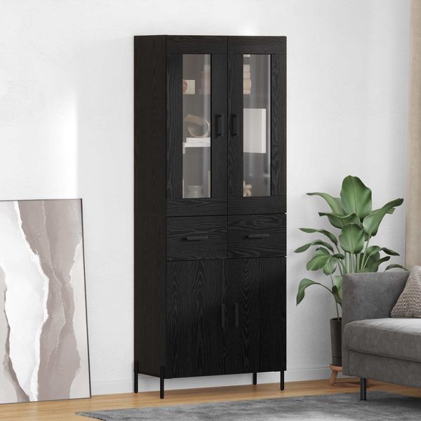 vidaXL Highboard Schwarz Eichen-Optik 69,5 x 34 x 180 cm Holzwerkstoff 3416106