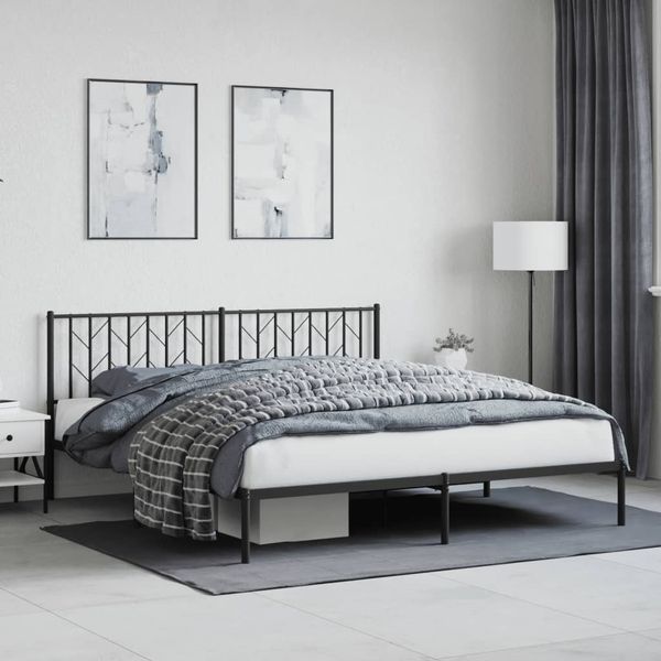 vidaXL Bettgestell mit Kopfteil Metall Schwarz 180x200 cm 374441