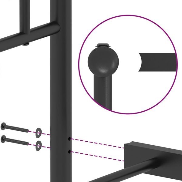 vidaXL Bettgestell mit Kopfteil Metall Schwarz 180x200 cm 374441 Bild 9