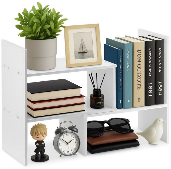 Youyijia Bücherregal Bücherregal Verstellbar Ausziehbar Standregal Schreibtisch-Organizer
