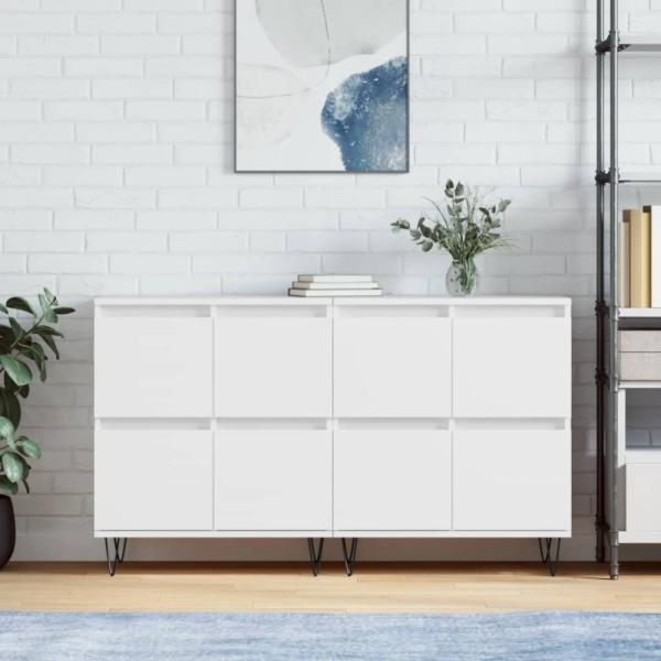 vidaXL Sideboards 2 Stk. Weiß Holzwerkstoff 3190173