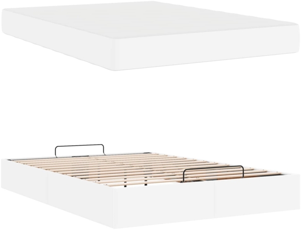 vidaXL Bettgestell mit Matratze mit Matratze 2 pcs Weiß PVC 3399430