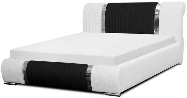 Polsterbett Bett Doppelbett ZENO Kunstleder Weiss- Schwarz 160x200 cm Bild 4