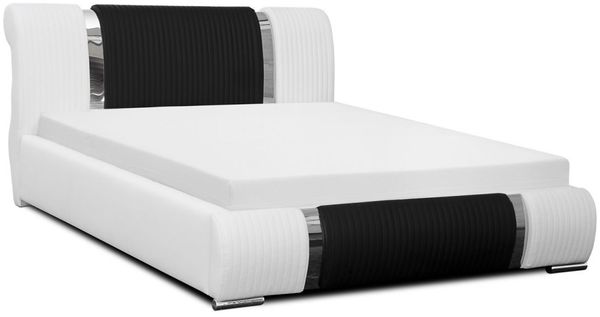 Polsterbett Bett Doppelbett ZENO Kunstleder Weiss- Schwarz 160x200 cm Bild 5