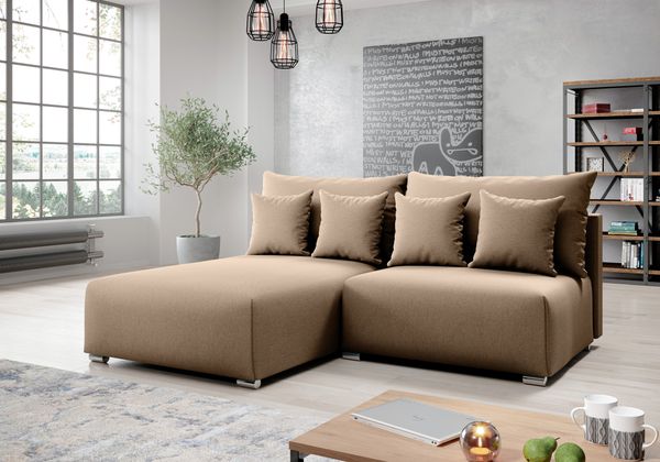 AX LIVING Ecksofa mit Schlaffunktion Ederra 208 cm breit – beige Stoff L