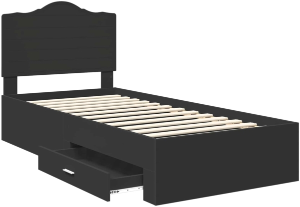 vidaXL Bettrahmen mit Kopfteil Schwarz 100x200 cm Holzwerkstoff 3413640 Bild 4