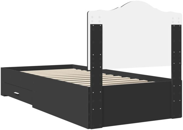 vidaXL Bettrahmen mit Kopfteil Schwarz 100x200 cm Holzwerkstoff 3413640 Bild 8