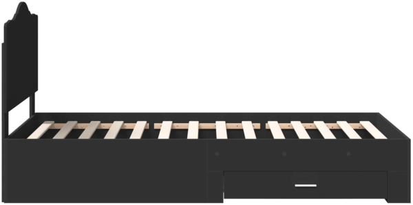 vidaXL Bettrahmen mit Kopfteil Schwarz 100x200 cm Holzwerkstoff 3413640 Bild 7