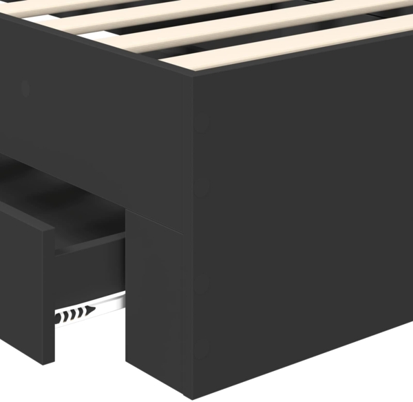 vidaXL Bettrahmen mit Kopfteil Schwarz 100x200 cm Holzwerkstoff 3413640 Bild 9