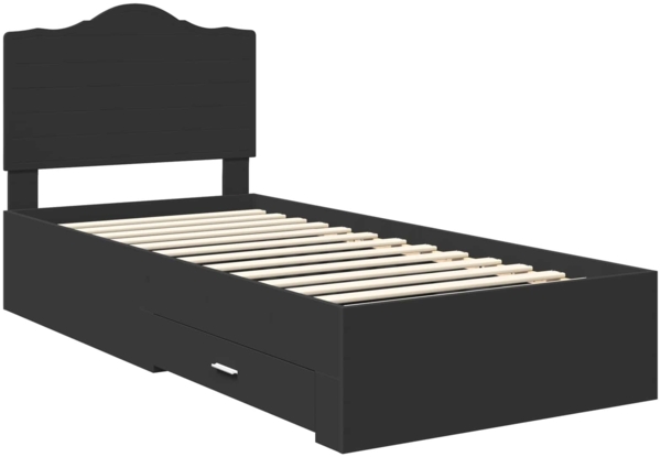 vidaXL Bettrahmen mit Kopfteil Schwarz 100x200 cm Holzwerkstoff 3413640 Bild 3
