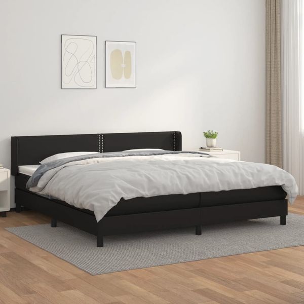 vidaXL Boxspringbett mit Matratze Schwarz 200x200 cm Kunstleder, Härtegrad: H2 [3130739]