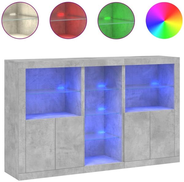 Sideboard, Kommode mit LED-Leuchten Betongrau 162x37x100 cm