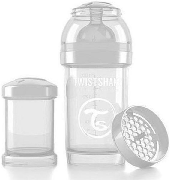 Twistshake Babyflasche 180 ml – Mit Anti-Kolik-System und Mischsieb Weiß