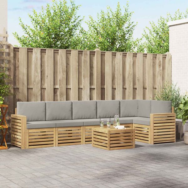 vidaXL Outdoor-Sofagarnitur 7 pcs Weiß und Hellgrau 59 x 59 x 37 cm 3391961