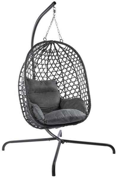Goods+Gadgets Hängestuhl Hängesessel mit Gestell (Hängekorb Sessel), Schwebeliege Rattan Outdoor & Indoor Relax-Stuhl