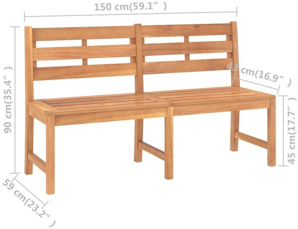 vidaXL Gartenbank 150 cm Massivholz Teak 316635 Bild 7