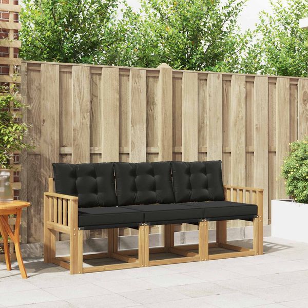 vidaXL Outdoor-Sofagarnitur mit Kissen 3 pcs Weiß und Schwarz 3389162