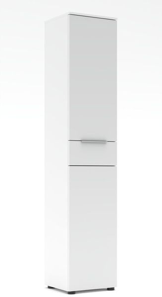 Aktenschrank SANTORIN Weiß & weißes Glas – schmal 40x198 cm