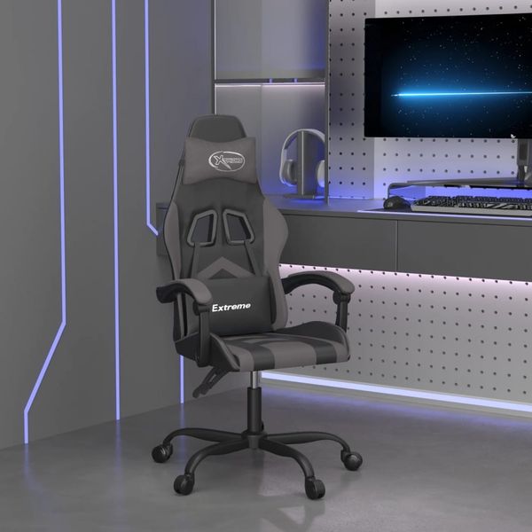 vidaXL Gaming-Stuhl Drehbar Schwarz und Grau Kunstleder 349595