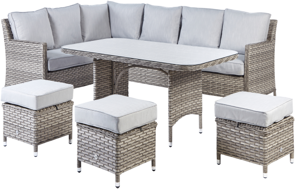 Lounge Set LACONA 9 Personen Rechtsseitig Hellgrau