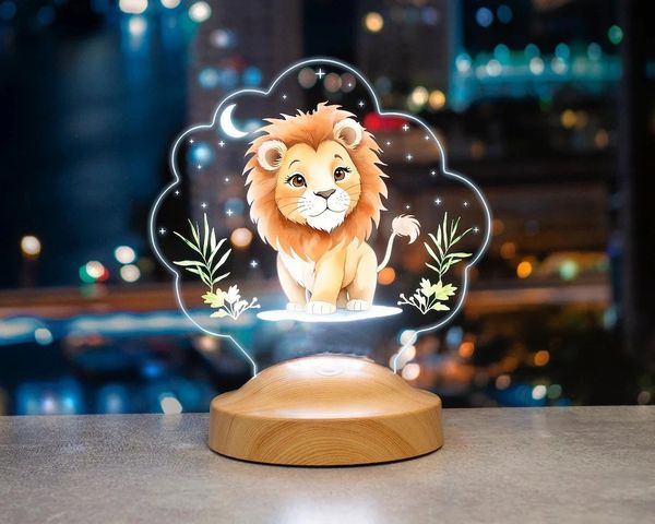 Geschenkelampe LED Nachttischlampe Löwe 3D Nachtlicht Schlafzimmer Nachttischlampe für Kinder Babys, LED fest integriert, Geburtstagsgeschenke für Mädchen, Baby, Kinder