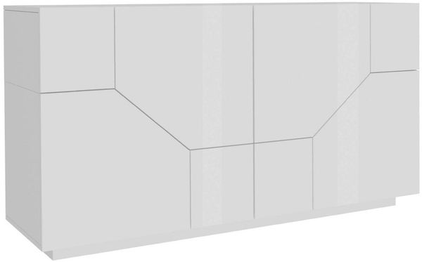 Dmora Kommode Ania, 4-türiges Küchen-Sideboard, Wohnzimmer-Buffet, 100 % Made in Italy, 200 x 43 x 86 cm, glänzendes Weiß,