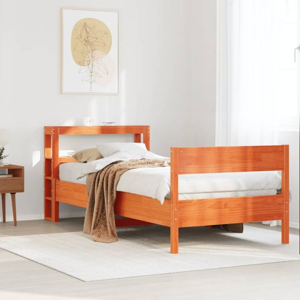 vidaXL Massivholzbett ohne Matratze Wachsbraun 75x190 cm Kiefernholz 3306212
