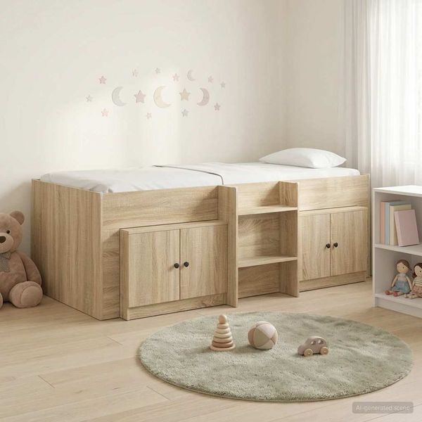 vidaXL Loft Bettgestell mit Schrank 3 Stk. Sonoma-Eiche Holzwerkstoff 3423392