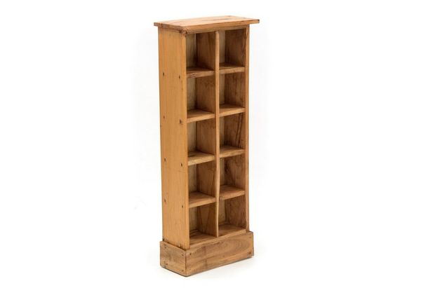 DESIGN DELIGHTS Regal RUSTIKALES CD & BÜCHERREGAL NATURE, 94x36cm(HxB) Holzregal 10 Fächer