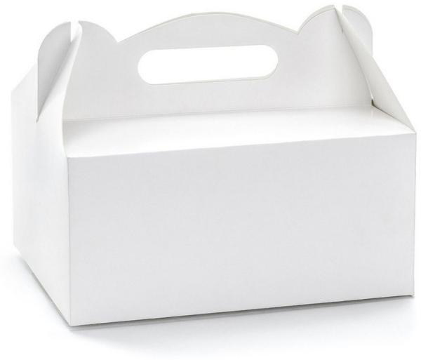partydeco Kuchentransportbox, Papier, Tortenschachtel mit Griff 19x14x9cm für Torten Kuchen 10er Set Weiß