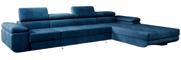 Designer Sofa Calvera Maxi mit Schlaf- und Klappfunktion Samt Blau Rechts
